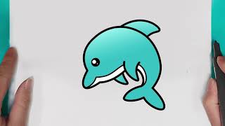 How to draw a cute Dolphin easy for beginners  drawing cute Dolphin Cómo dibujar un delfín lindo