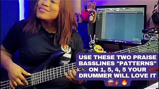 Use these two praise basslines "patterns" on 1, 5, 4, 5 your drummer will love it 🥁🎸🔥