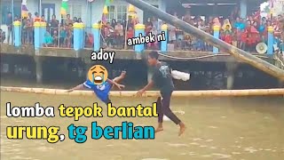 KESERUAN MAIN TEPOK BANTAL,,,kalah jatuh ke laut