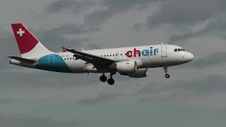 Chair Airlines Airbus A319 landing at Zurich Airport