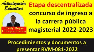 Etapa descentralizada concurso ingreso a la carrera pública magisterial, nombramiento docente 2023