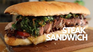 Steak Sandwich with Onion Purée, Bacon Jam and Chimichurri | Traditional, but not