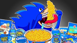 SHIN SONIC TAPES - SONIC TAPES Convenience Store BLUE Food Mukbang Animation | ASMR