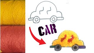 How to decorate Car 🚗 with colour and cotton threads | Simple drawing for kids #Ayesha art and craft