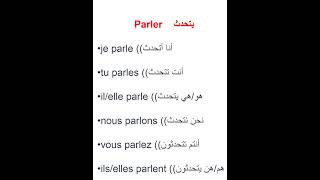 تصريف فعل   Parler    يتحدث . apprendre le français