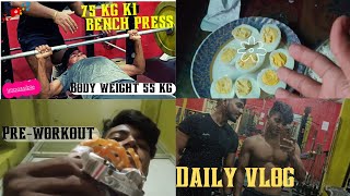 75 kg ki bench press  💪 // Body weight 55 // Anubhav Choudhary