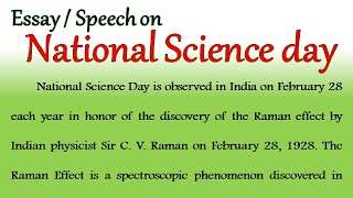 Speech on National science day speech in English 2024 National science day essay in English