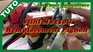 Tronconneuse Stihl MS250c , Remplacement pignon/cloche embrayage