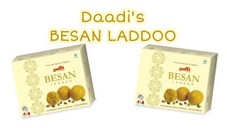 Daadi's Besan Ladoo box unboxing, review cardamom flavors besan laddoo price and all details