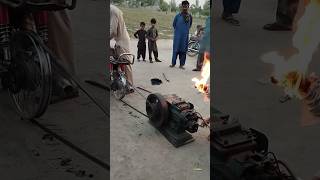 The diesel engine started with a bike and fire.#reels #desi #trending #vlog #funny #viral #village