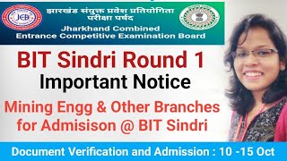 JCECEB 2022 :🔥🔥 Important Notice for Mining Engg and Other Branches for Admission @ BIT Sindri