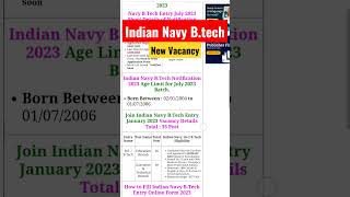 Indian Navy B tech Notification 2023 #shorts #new_vacancy #khansirpatna