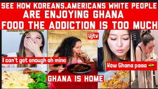 THE UNIQUENESS OF GHANA FOOD ,SEE HOW KOREAN,AMERICAN, THE  WHITE PEOPLE LOVE EATING GHANA 🇬🇭 FOOD