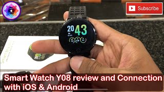 Smart watch Y08 review and Connection on iOS & Android only 3$ Clear stock