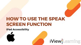 How to use the speak screen function on the iPad.