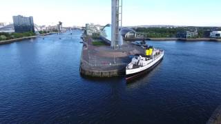 The Transport Museum, Tall Ship and a Steamer docked at the Glasgow Science Centre