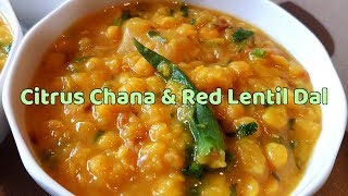 How To Make Chana Dal And Red Lentil Curry With Citrus Macroptera (Shatkora) Recipe