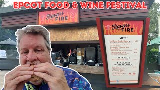 Trying foods from the Flavors From Fire booth at Epcot's Food & Wine Festival!