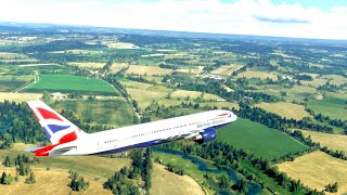 Boeing 777-200ER, high speed fly over of English countryside 🏴󠁧󠁢󠁥󠁮󠁧󠁿 🇬🇧 MSFS 2020