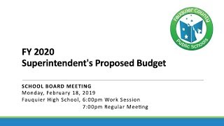 Superintendent's Proposed Budget FY 2020