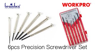 W021167 Workpro W021167 6PCS Precision Screwdriver Set Mini Obeng Jam Tangan Kacamata Kamera