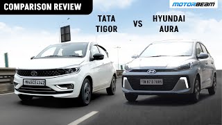 Hyundai Aura vs Tata Tigor Comparison Review - Kaunsi Kharide? | MotorBeam हिन्दी