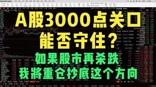 A股3000点关口能否守住？如果股市再杀跌，我将重仓抄底这个方向