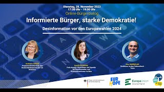 Online-Bürgerdialog: Informierte Bürger, starke Demokratie! Desinformation vor den Europawahlen 2024