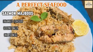 Salmon Majboos || A perfect seafood|| A must try  Fish Majboos recipe . #seafood #majboos #salmon