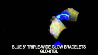 8" Triple Wide Glow Bracelets- Blue