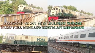 LOKOMOTIF CC 201 92 01 JR VINTAGE HIJAU BAWA KERETA API BENGAWAN! Jembatan Kali Citarik Lemah Abang