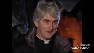 Father Ted with the coffin dance men