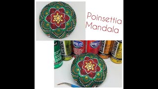 Poinsettia Dot Mandala Stone  ~Christmas Mandala using Brushes~ Painting with Miranda Pitrone