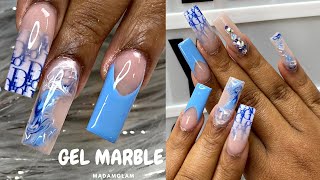 FULL SET WITH GEL POLISH MARBLE MADAMGLAM