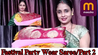 #vlog74 Meesho party Wear Saree Haul/Part 2/Meesho Designer Saree,Party Wear,Jimmy Choo Saree Haul..