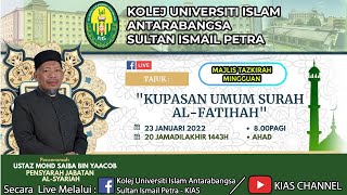 Tazkirah Mingguan KIAS 23/01/2022