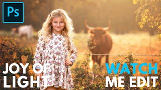 The Joy Of Light Collection Photoshop Actions - Golden Glow Girl & Cow Edit