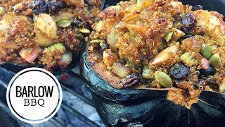 Smoked Stuffed Acorn Squash with Quinoa and Apples