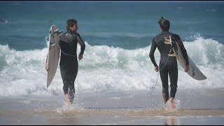 LES DEUX INSEPARABLES A BISCARROSSE ( SURF SESSION )