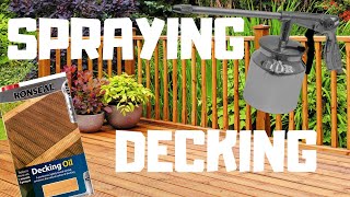 Spraying Ronseal Decking oil