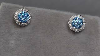 Aquamarine Blue Moissanite Diamond Ear Studs | Blue Moissanite  Ear Studs | Moissanite Ear Studs