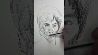 Sketching head anatomy of Bruce Lee. Follow for more #ilovedrawing #penandink #shorts