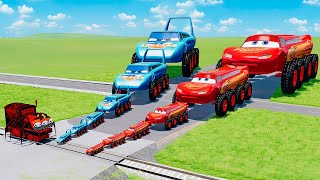 Big & Small King Dinoco with BTR wheels vs Big & Small Mcqueen with BTR wheels vs Train Charles.exe