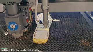 [LaserMen] LM-1390 300w hybrid CO2 laser cutting machine cutting Kevlar material insole