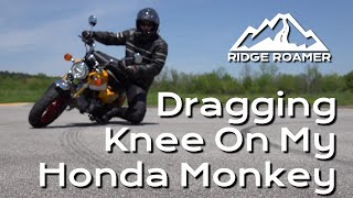 Can You Drag A Knee On A Honda Monkey?  Knee Dragging Puck Sliding Parking Lot Fun!