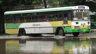 Punnur Bus Station ||Pallavelugu & Express & Deluxe bus videos || Full rain Videos In Ponnur||APSRTC