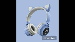 Cat Ear Wireless Luminous B Headset Blue Gray animation