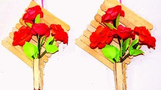 DIY : Wall Hanging with paper flower | Popsicle stick wall hanging | Wall Hanging Ideas