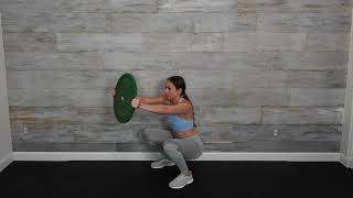 Bodyweight squat with plate front raise