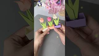 Gấp 3 chậu HOA TULIP MINI nhiều màu bằng giấy ghi chú | Bò Cutie #papercraft #handmade #shorts